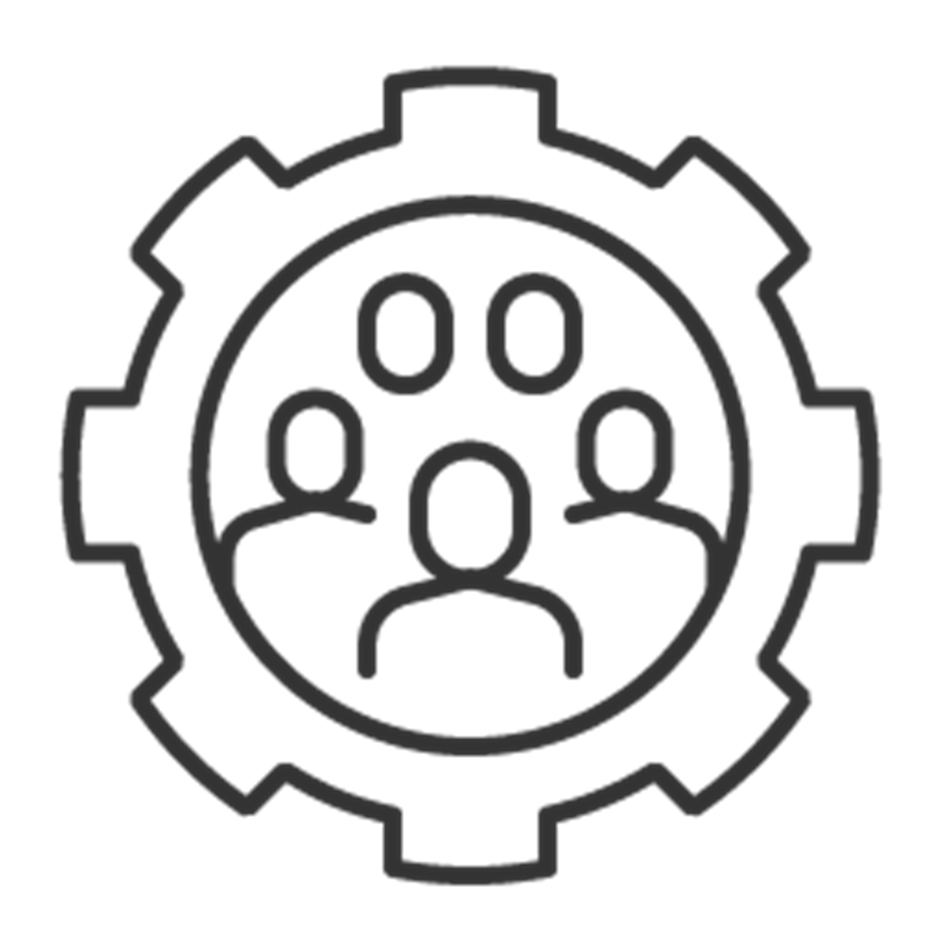 Icon of a gear with people inside the gear